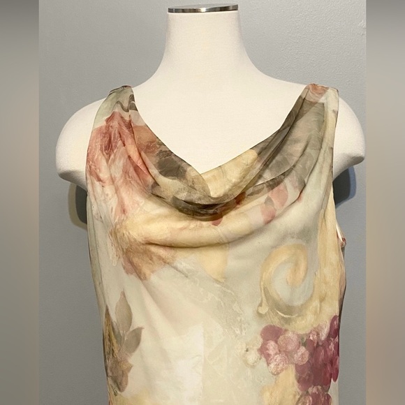 Vintage Jeffery & Dara Evening by Tom Barra Long Elegant Cream Floral Maxi Sz 16 - Picture 4 of 9